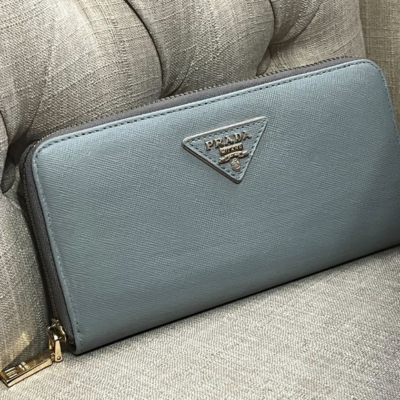 Prada Gray Saffiano Lux Zip-Around Wallet - Picture 2 of 10